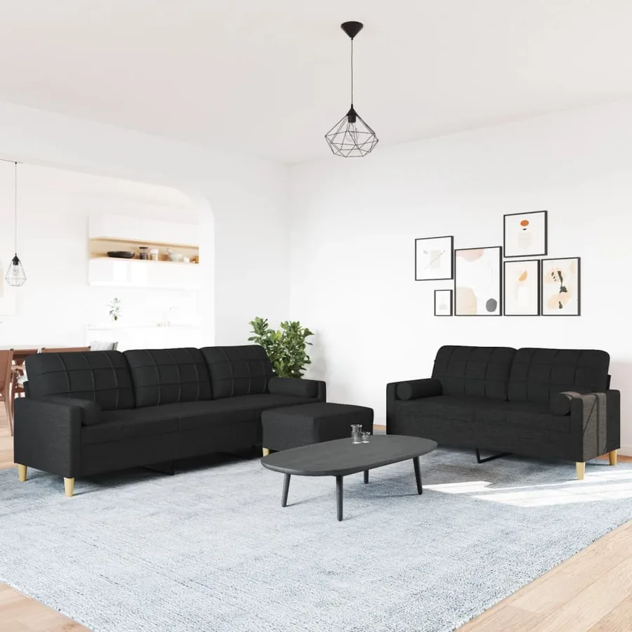 Ensemble de canapés 3 pcs repose-pied et coussins décoratifs - 3