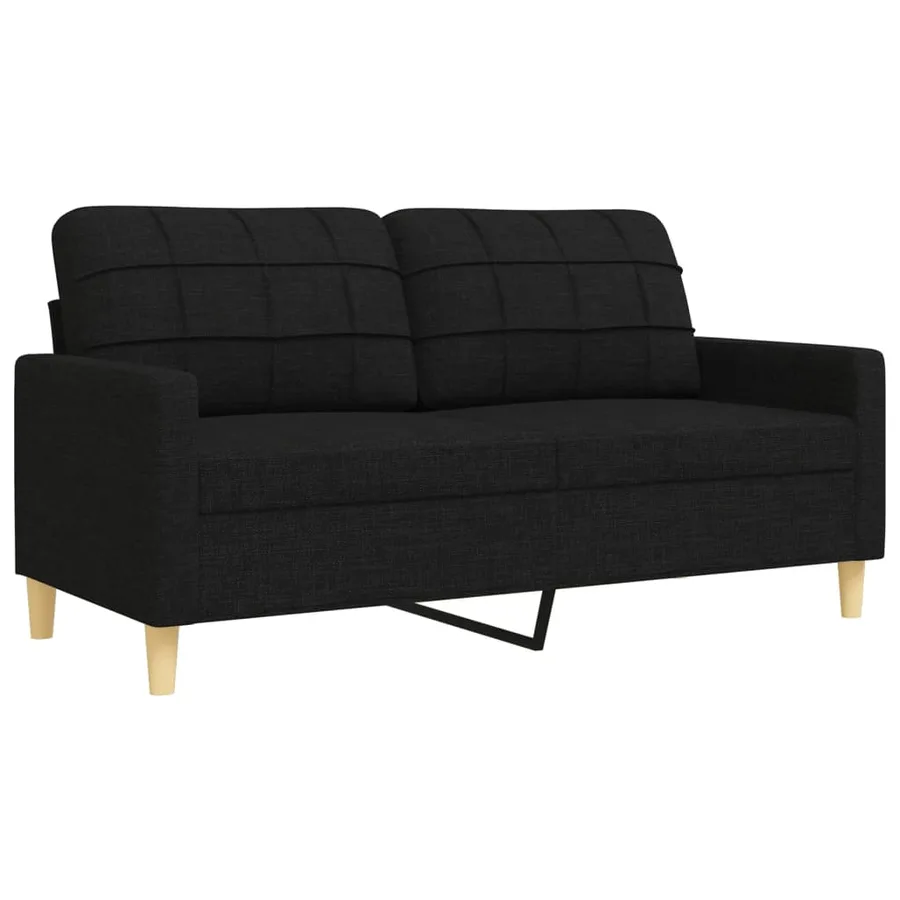 Ensemble de canapés 2 pcs avec coussins décoratifs noir tissu - 4