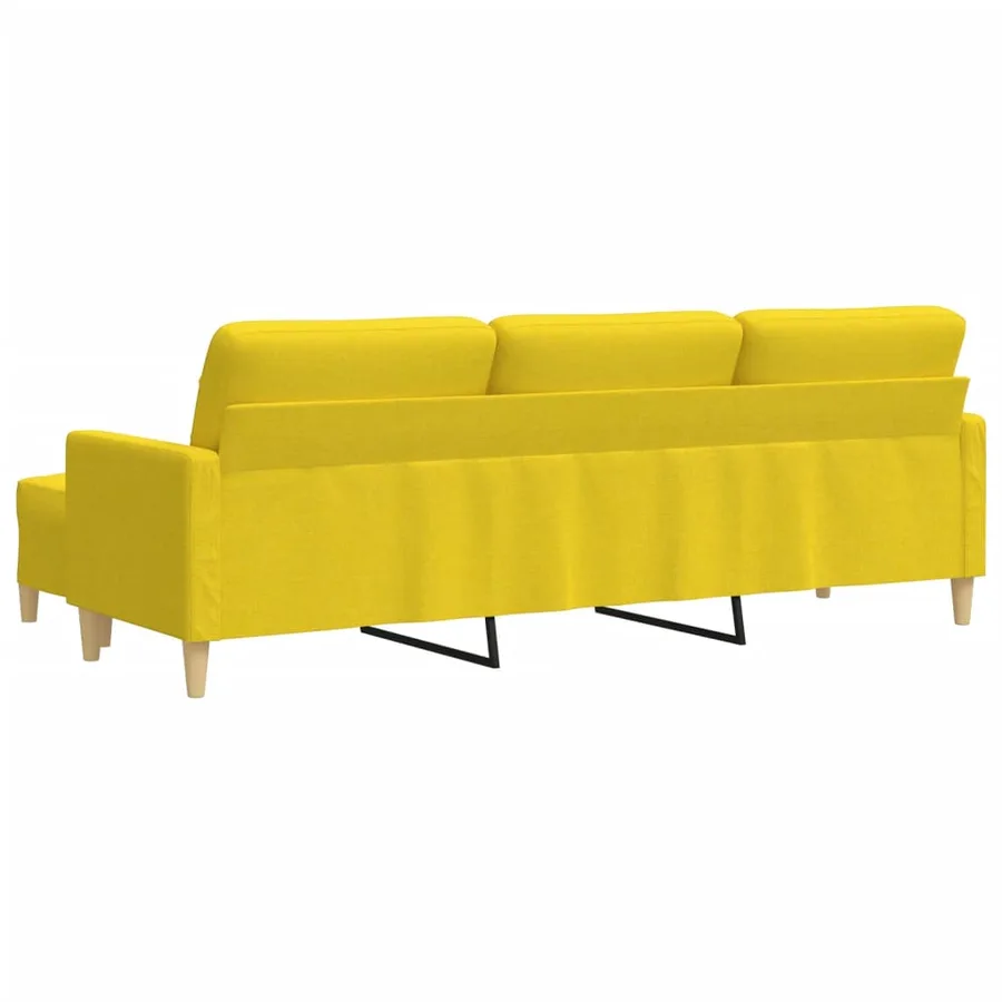 Canapé à 3 places avec repose-pieds Jaune clair 210 cm Tissu - 5