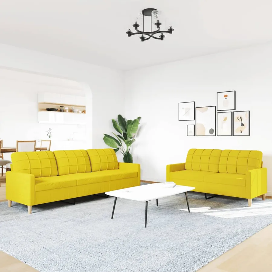 Ensemble de canapés 2 pcs jaune clair tissu - 3