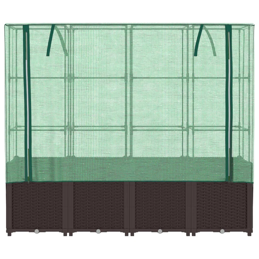 Jardinière surélevée avec housse aspect rotin 160x40x153 cm - 4