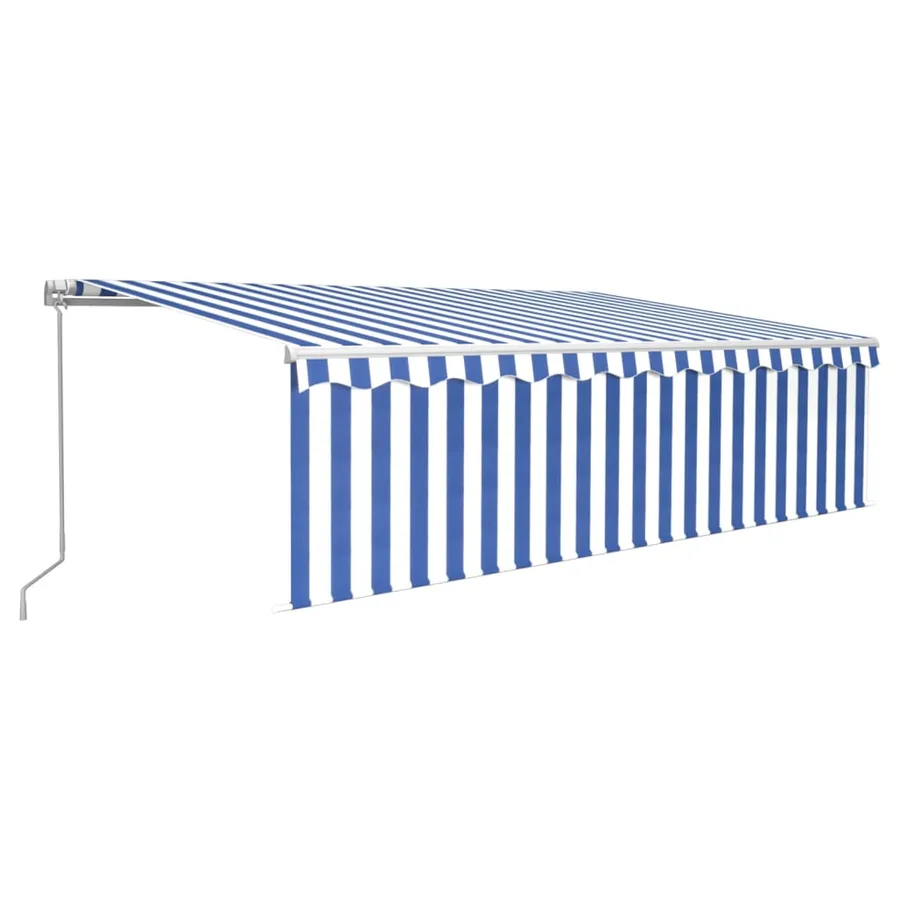 Auvent rétractable manuel avec store 5x3 m Bleu et blanc - 2