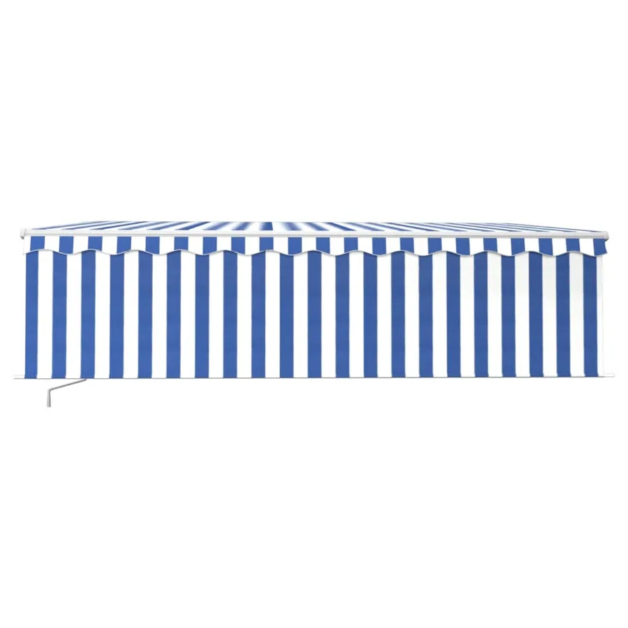 Auvent rétractable manuel avec store 5x3 m Bleu et blanc - 3