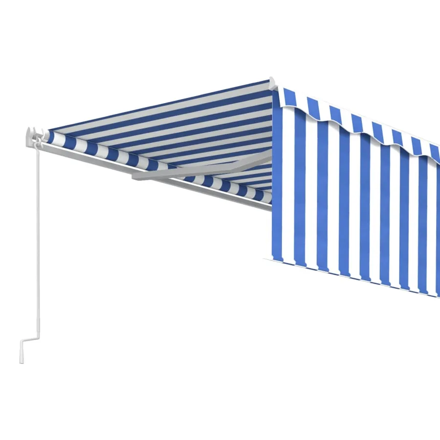 Auvent rétractable manuel avec store 5x3 m Bleu et blanc - 4