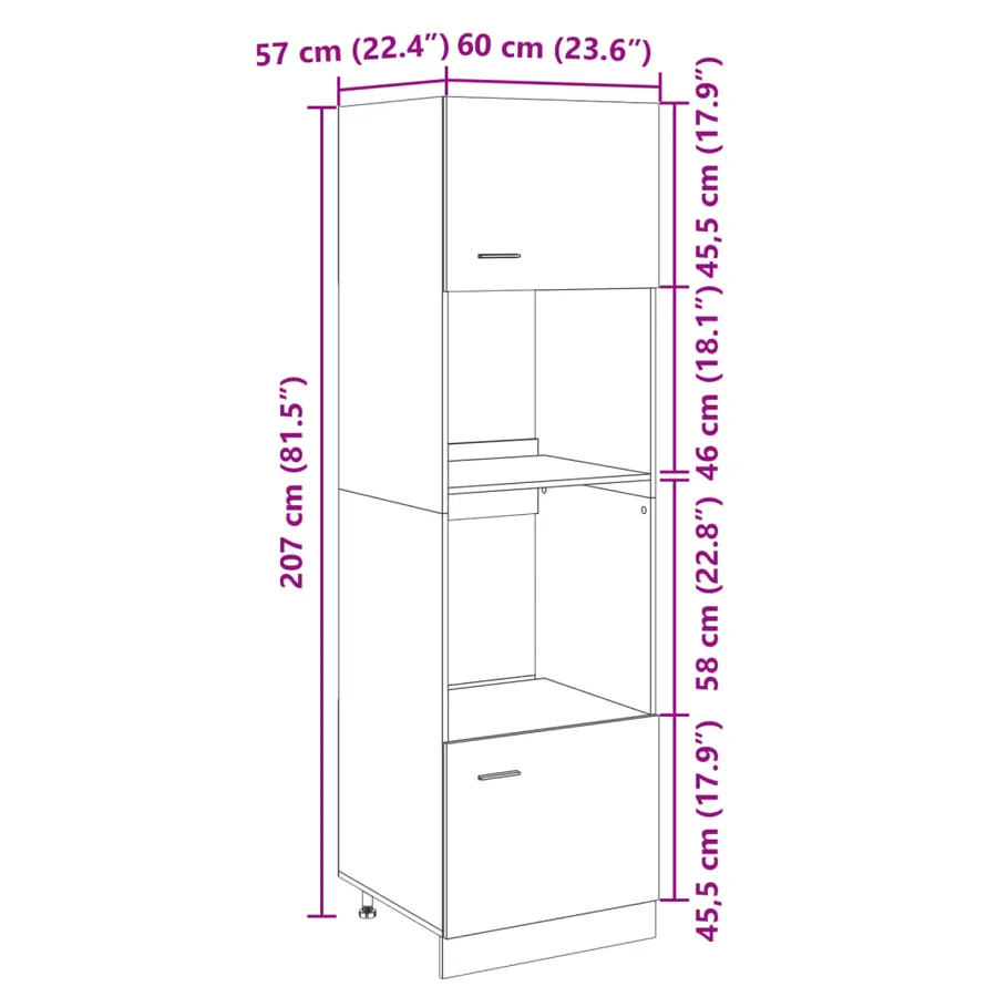 Meuble micro-ondes "Lyon" Chêne Sonoma 60 x 57 x 207 cm Bois d'ingénierie - 13