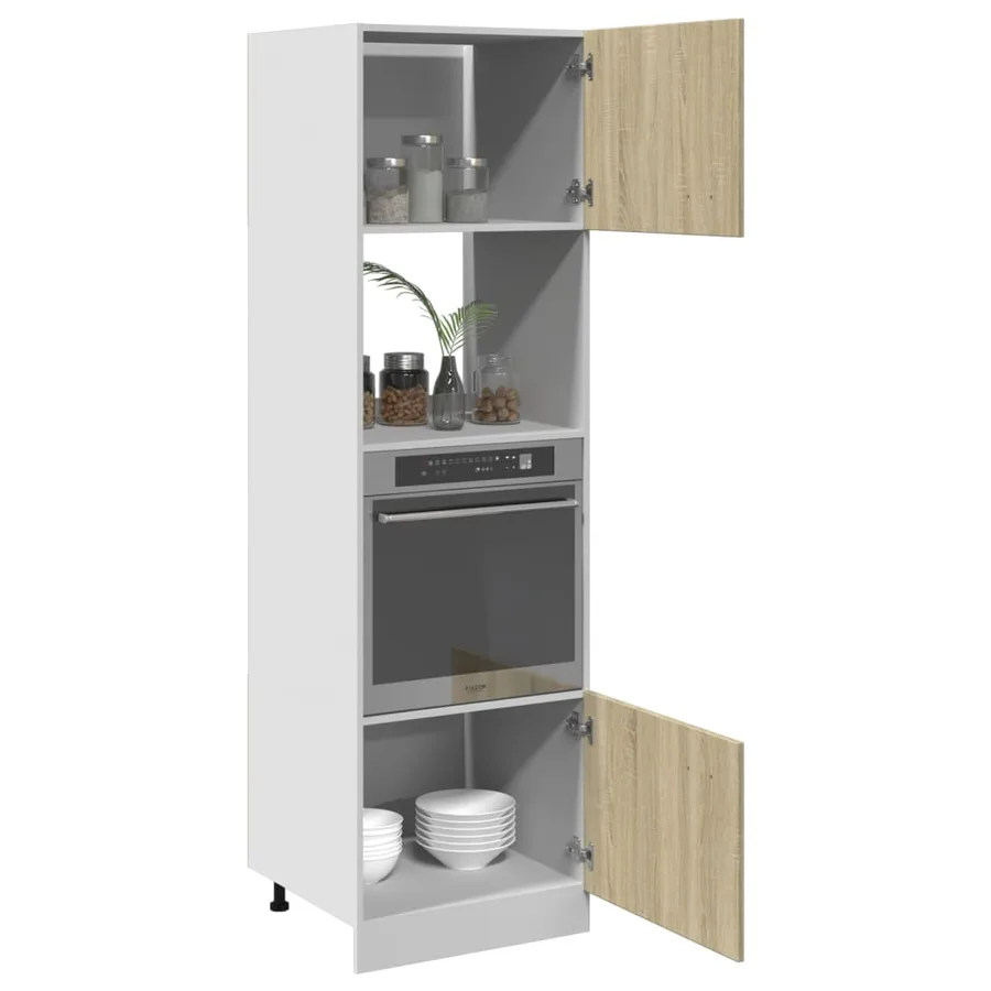 Meuble micro-ondes "Lyon" Chêne Sonoma 60 x 57 x 207 cm Bois d'ingénierie - 4