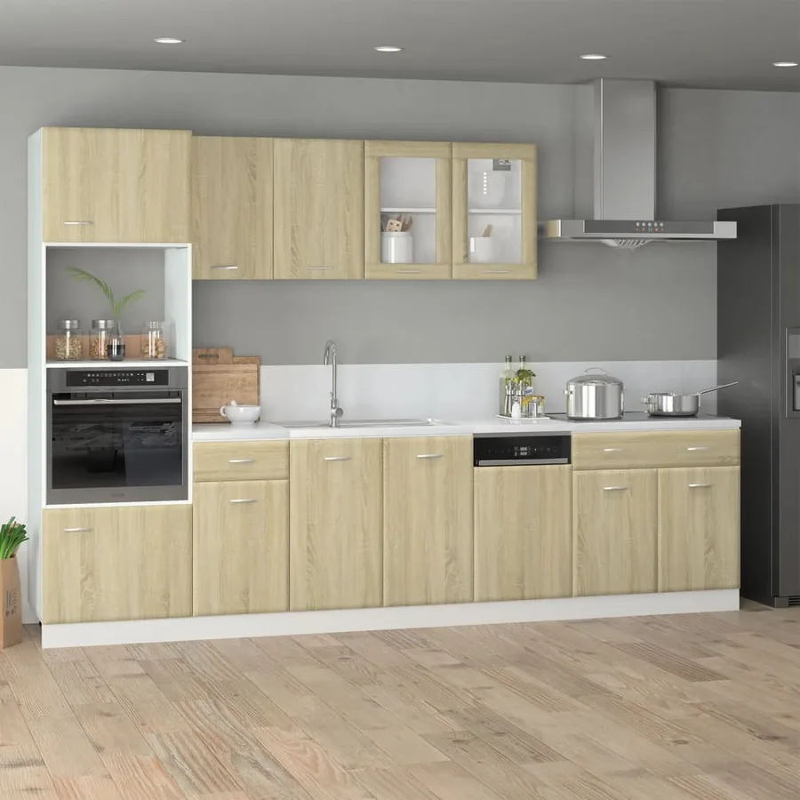 Ensemble de 7 meubles de cuisine "Lyon" en chêne Sonoma