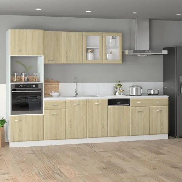 Ensemble de 7 meubles de cuisine "Lyon" en chêne Sonoma