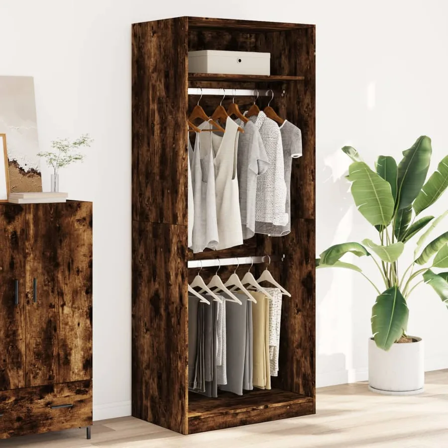 Garde-robe chêne fumé 80x50x200 cm bois d'ingénierie - 3