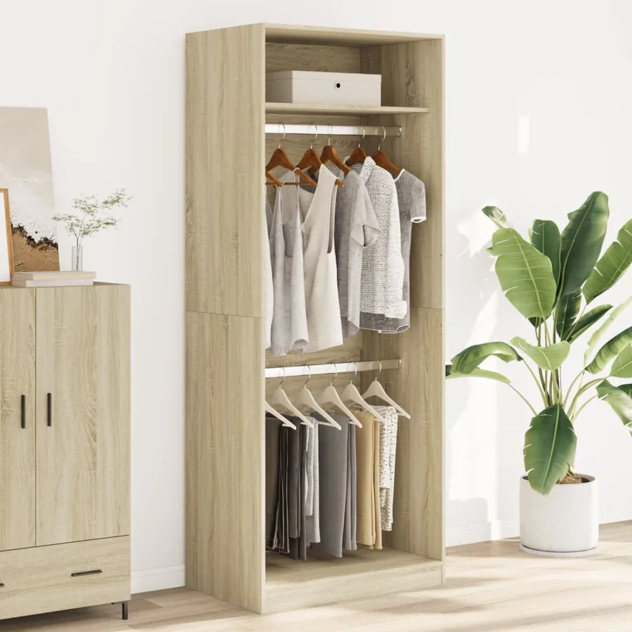 Garde-robe chêne sonoma 80x50x200 cm bois d'ingénierie - 3