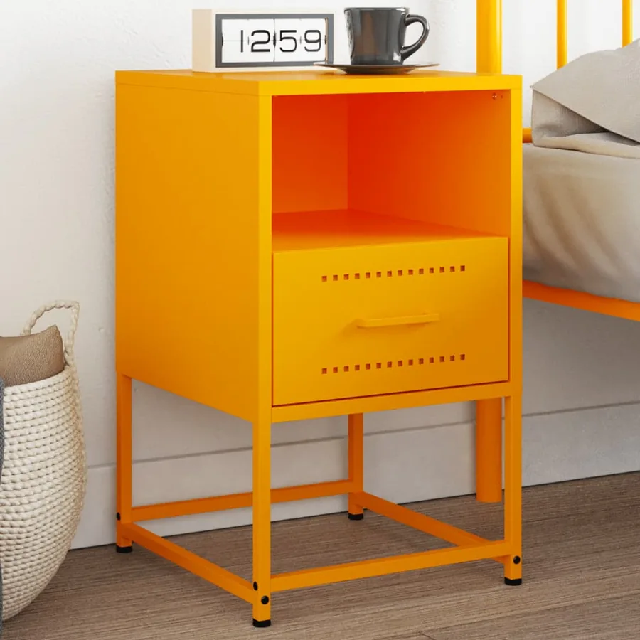 Table de chevet jaune moutarde 36x39x60,5 cm acier