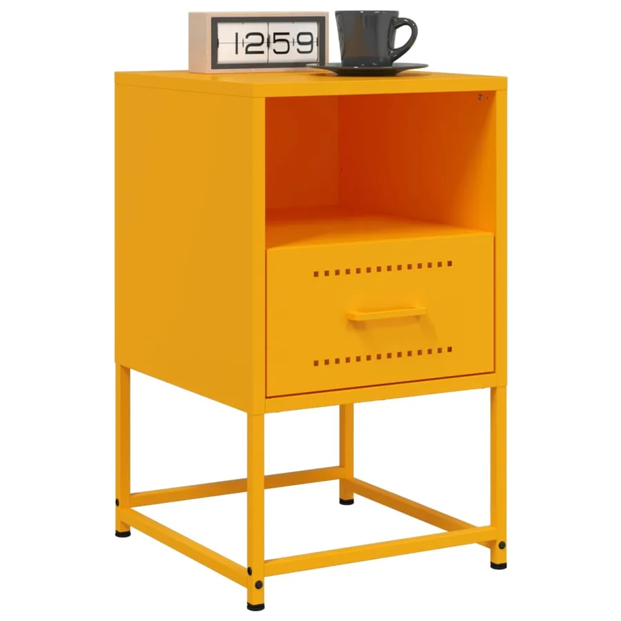 Table de chevet jaune moutarde 36x39x60,5 cm acier - 4