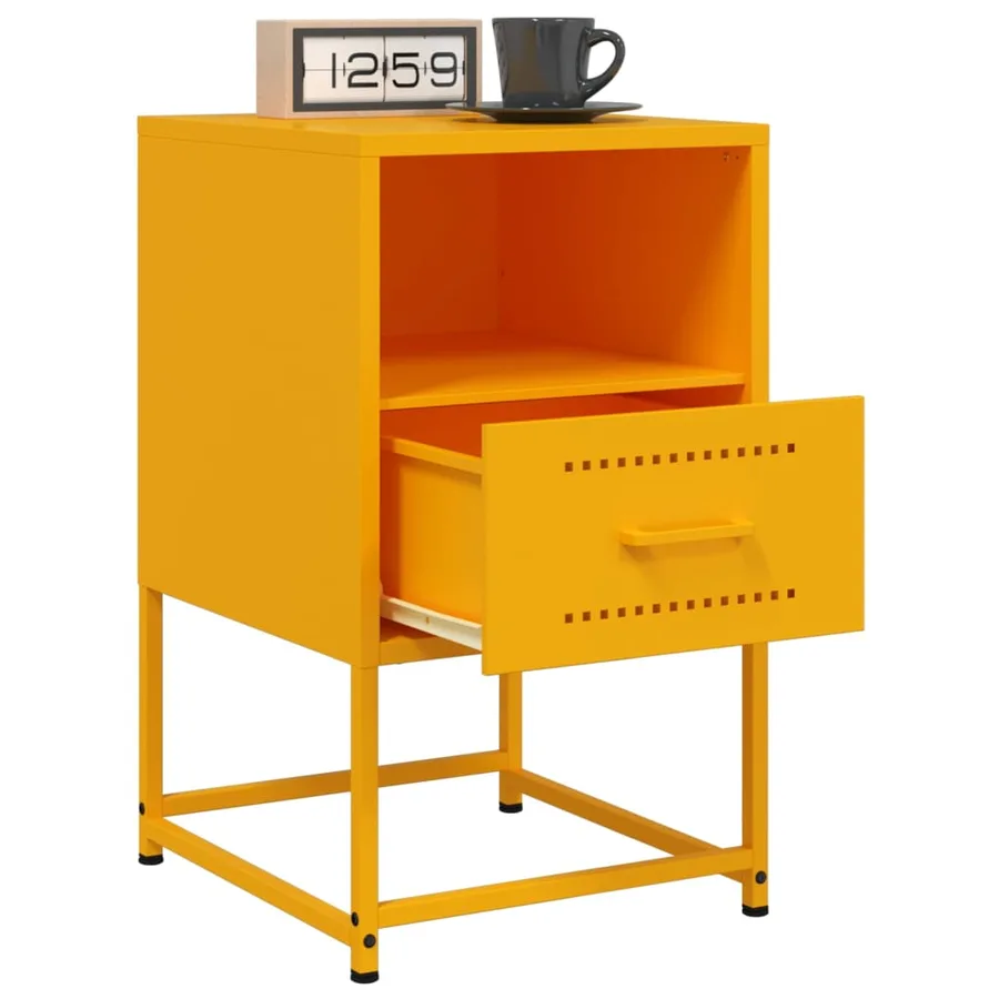 Table de chevet jaune moutarde 36x39x60,5 cm acier - 5