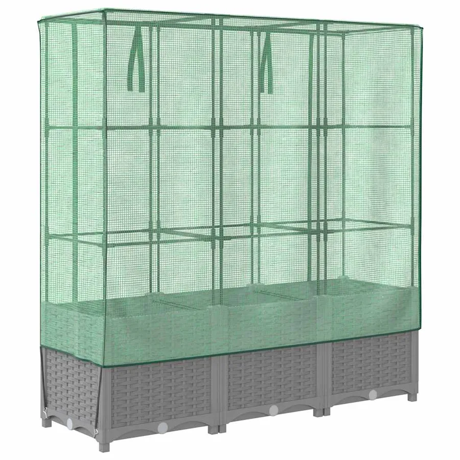 Jardinière surélevée avec housse aspect rotin 120x40x138 cm - 6