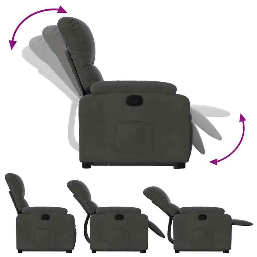 Fauteuil inclinable gris foncé tissu microfibre - 7