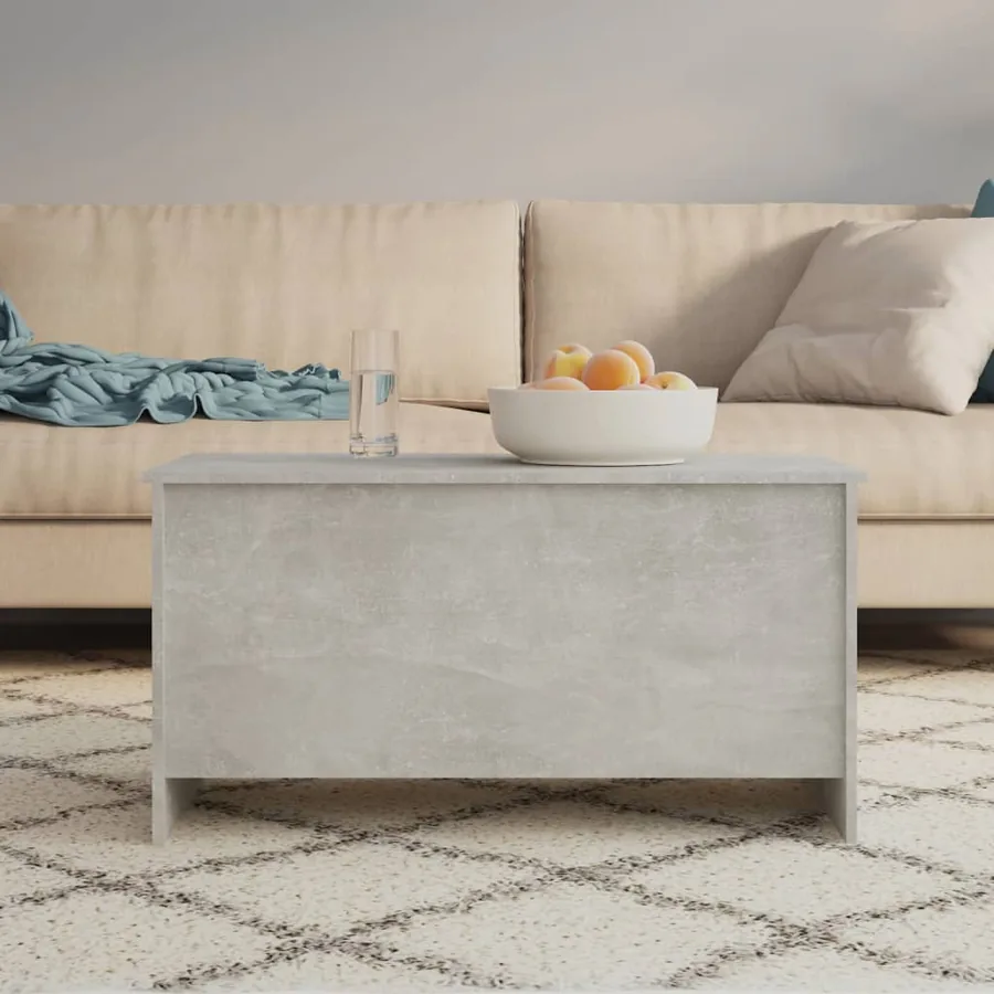 Table basse gris béton 102x55,5x52,5 cm bois d'ingénierie - 8