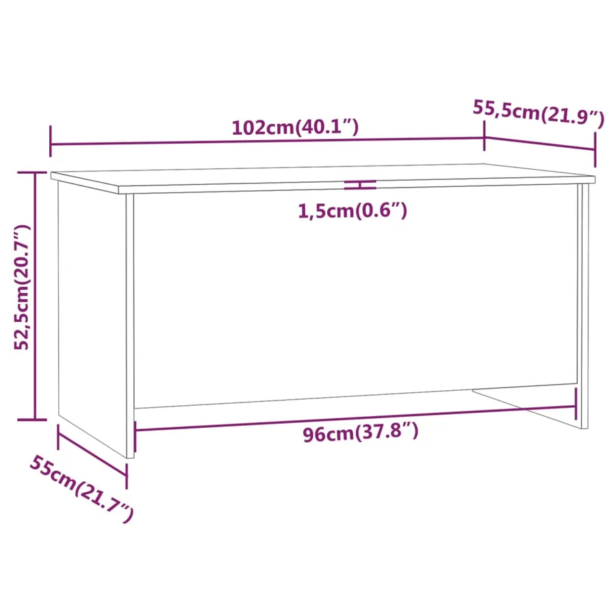 Table basse gris béton 102x55,5x52,5 cm bois d'ingénierie - 9