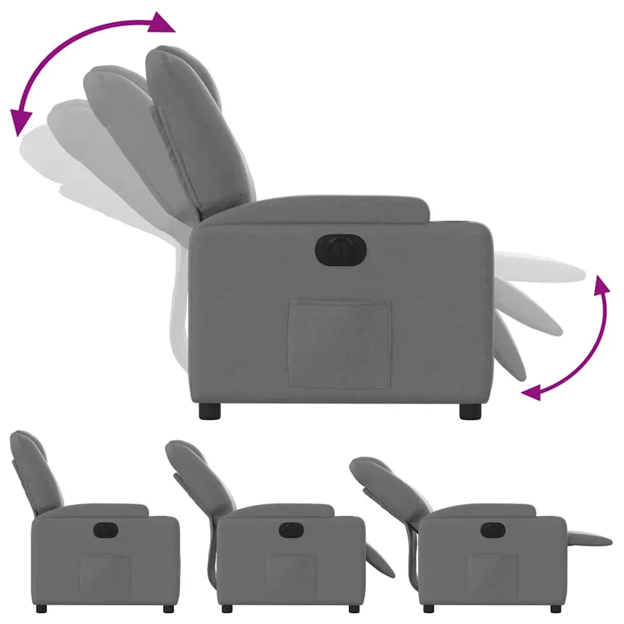 Fauteuil inclinable électrique Gris foncé Tissu - 6