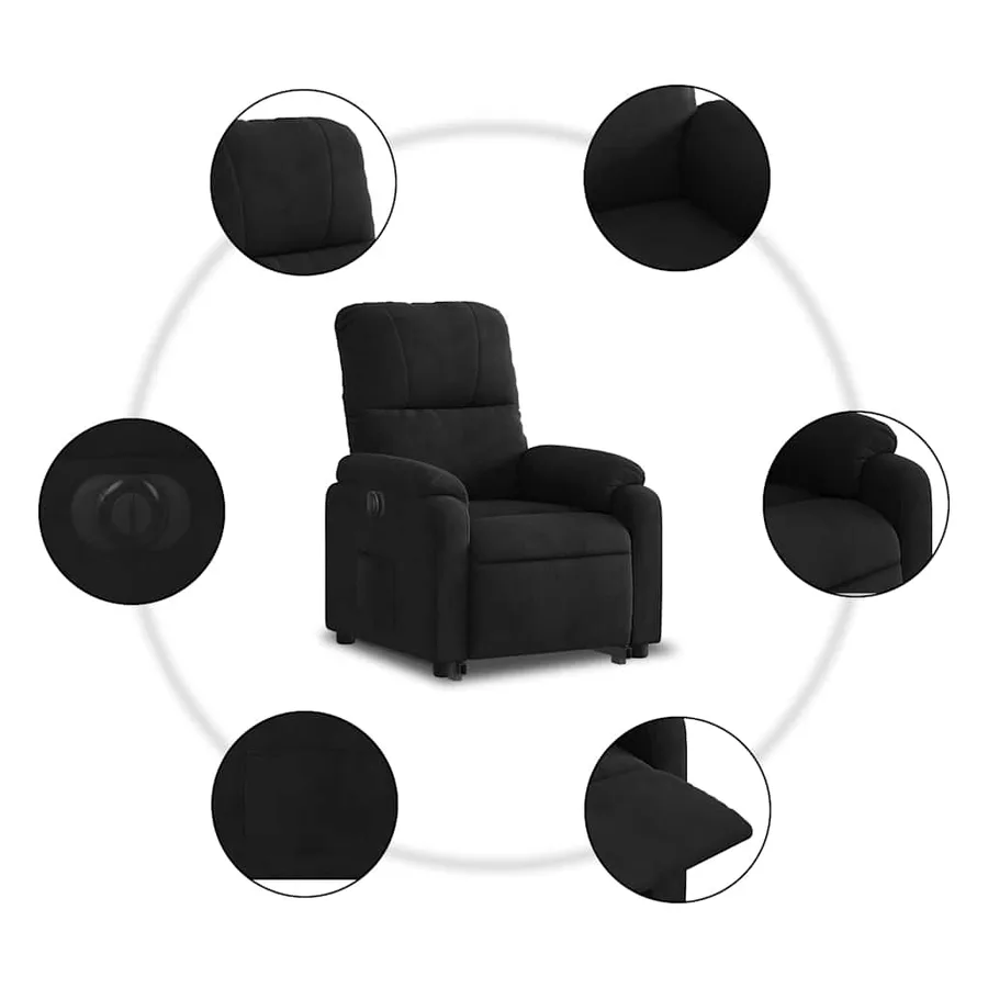 Fauteuil inclinable électrique noir tissu microfibre - 12