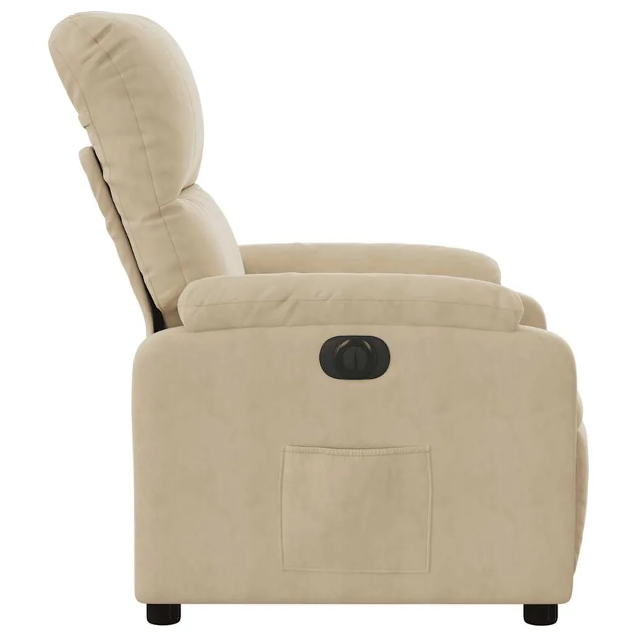 Fauteuil inclinable électrique crème tissu microfibre - 9