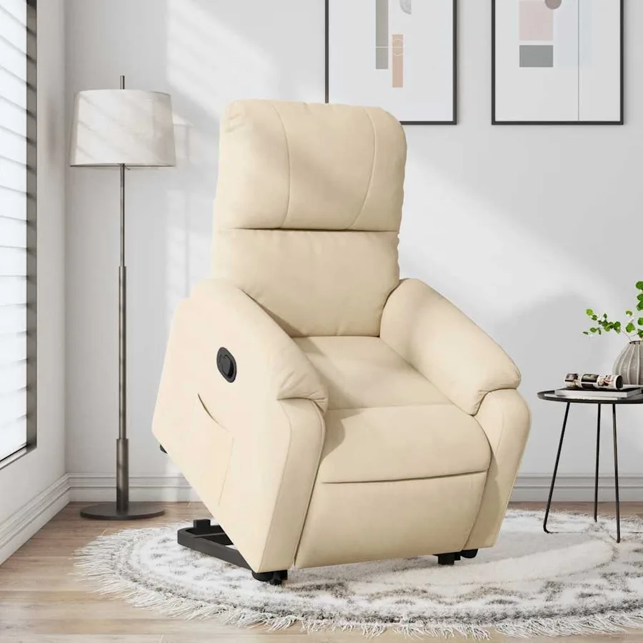 Fauteuil inclinable crème tissu microfibre - 5