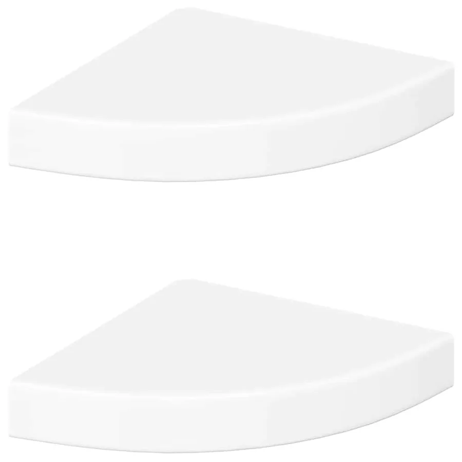 Étagères d'angle flottantes 2 pièces Blanc brillant 25 x 25 x 3,8 cm MDF - 2
