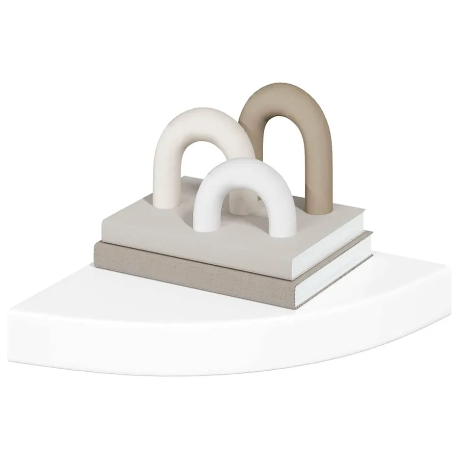 Étagères d'angle flottantes 2 pièces Blanc brillant 25 x 25 x 3,8 cm MDF - 4