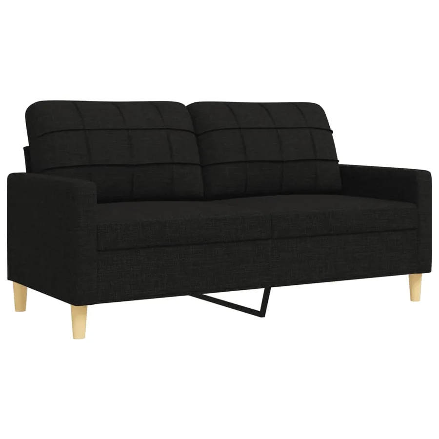 Ensemble de canapés 3 pcs avec coussins décoratifs noir tissu - 5