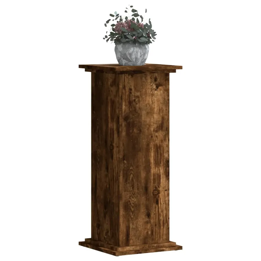Support pour plantes chêne fumé 33x33x80 cm bois d'ingénierie - 7