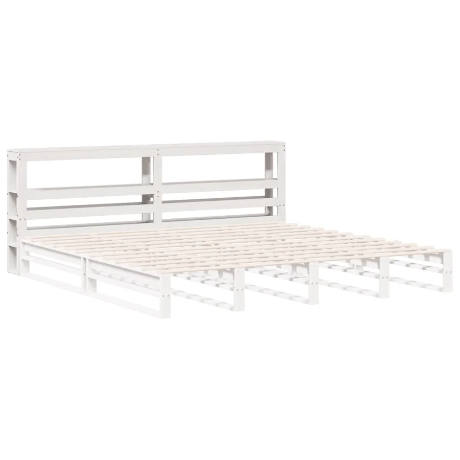 Tête de lit avec étagères blanc 200 cm bois massif de pin - 4