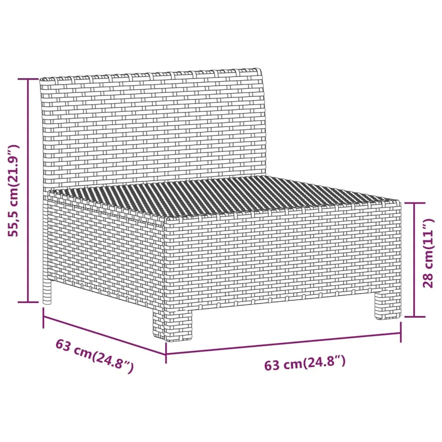 Salon de jardin 9 pcs avec coussins Gris Résine tressée - 11