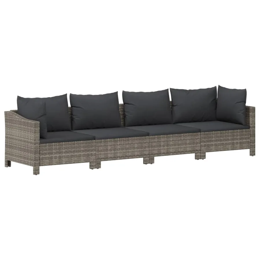 Salon de jardin 9 pcs avec coussins Gris Résine tressée - 5
