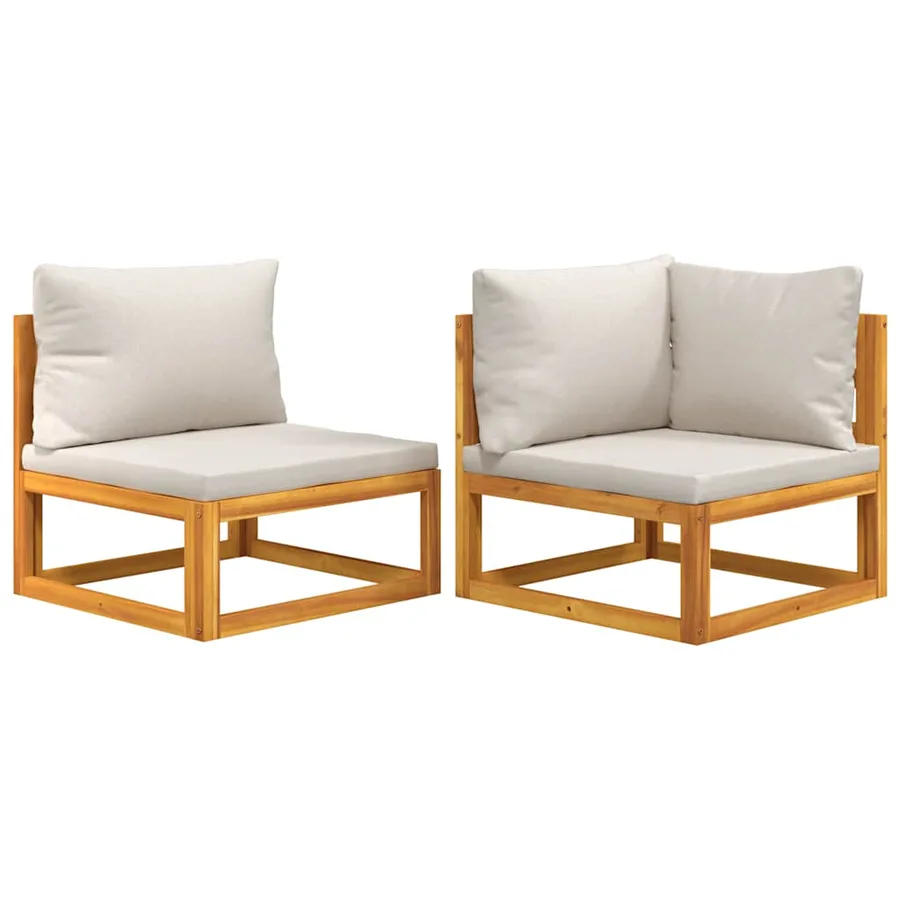 Salon de jardin avec coussins 2 pcs bois massif acacia - 2