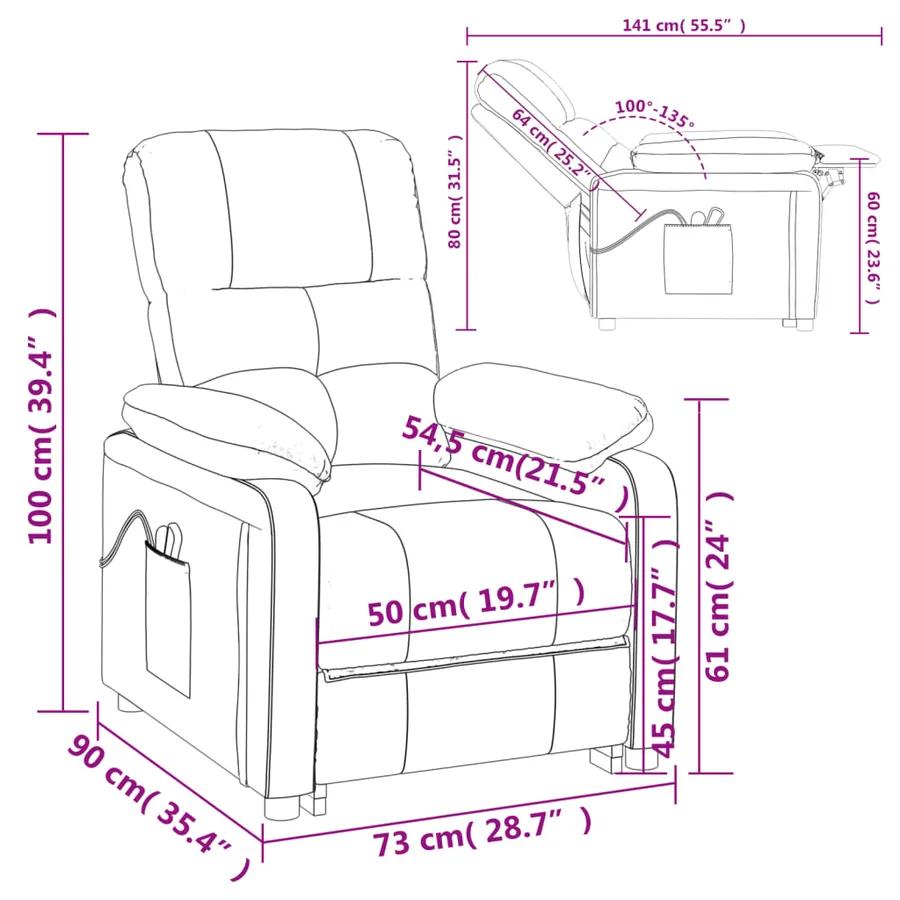Fauteuil électrique de massage Vert foncé Tissu - 14