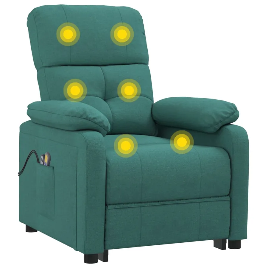 Fauteuil électrique de massage Vert foncé Tissu - 7