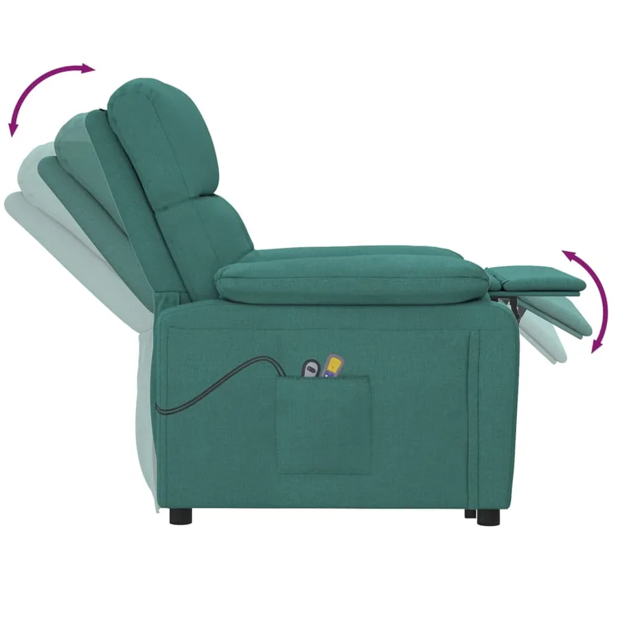 Fauteuil électrique de massage Vert foncé Tissu - 8