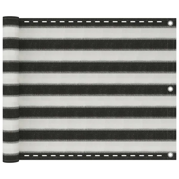 Écran de balcon en PEHD 75 x 600 cm Anthracite et blanc