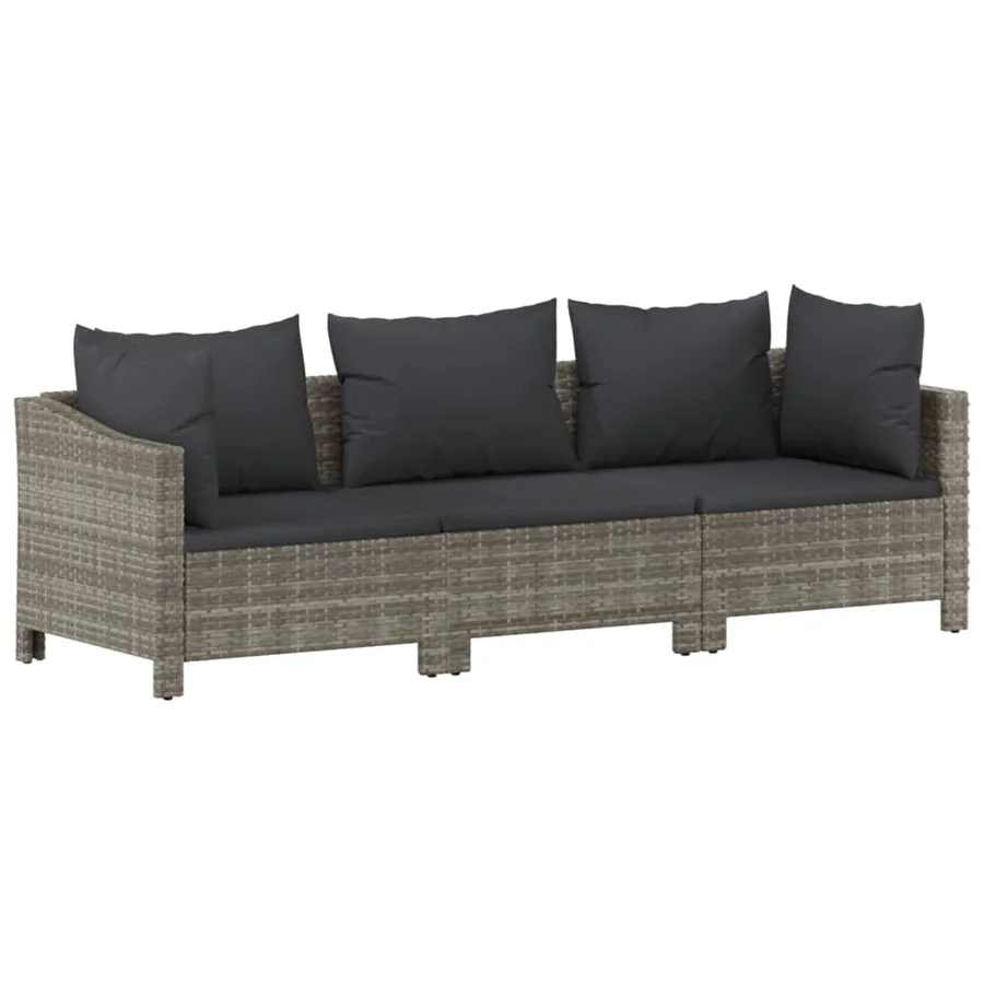 Salon de jardin 3 pcs avec coussins Gris Résine tressée - 3