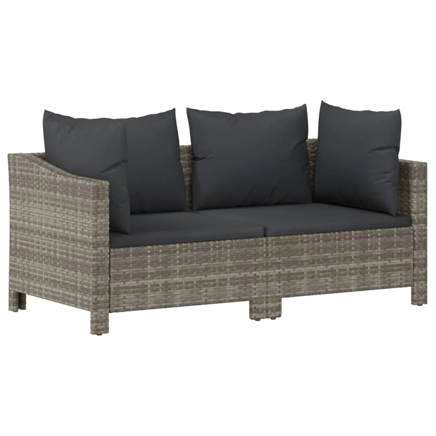 Salon de jardin 3 pcs avec coussins Gris Résine tressée - 5
