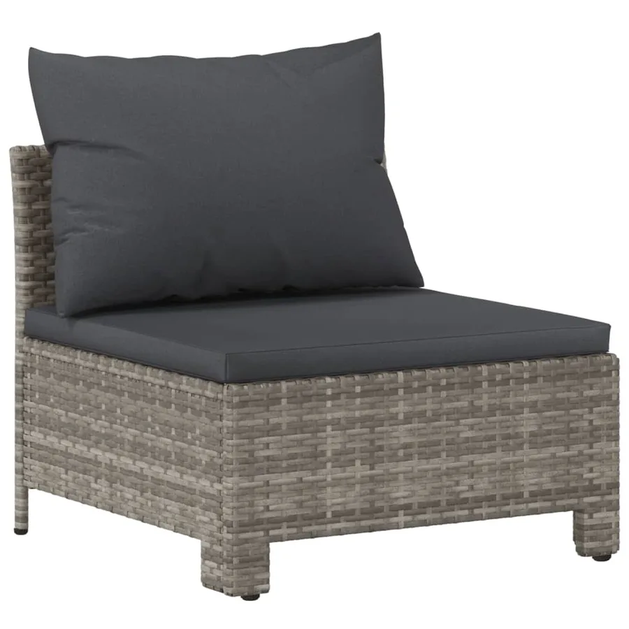Salon de jardin 3 pcs avec coussins Gris Résine tressée - 6