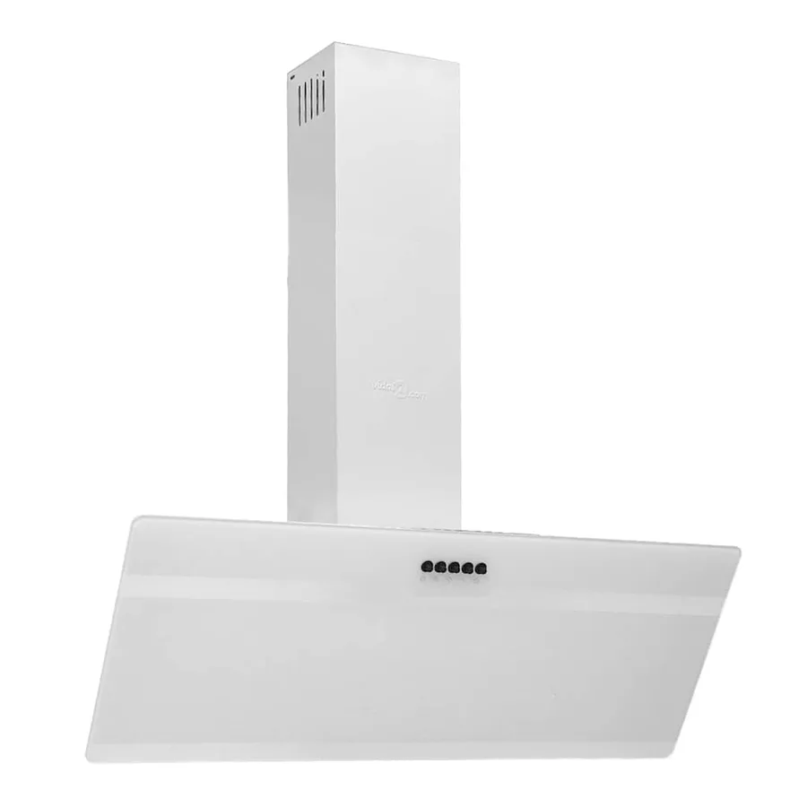 Hotte murale 90 cm Acier et verre trempé Blanc - 2
