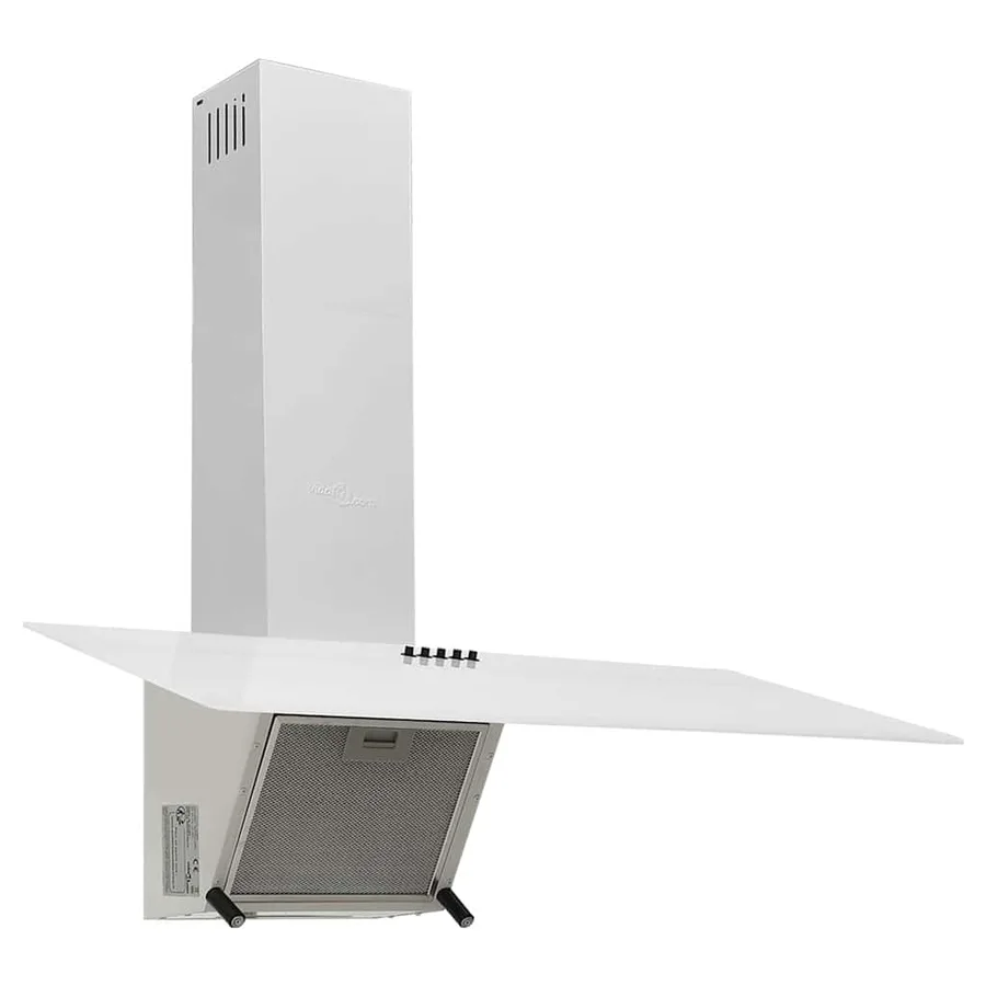 Hotte murale 90 cm Acier et verre trempé Blanc - 4