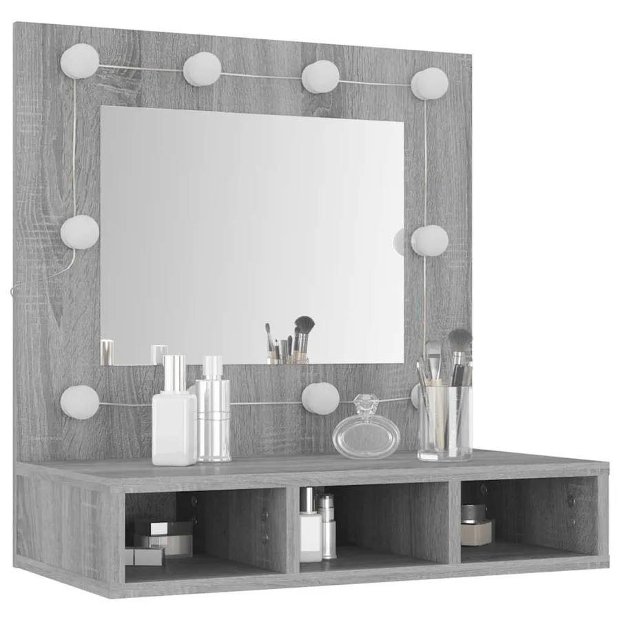 Armoire à miroir avec LED Sonoma gris 60x31,5x62 cm - 12
