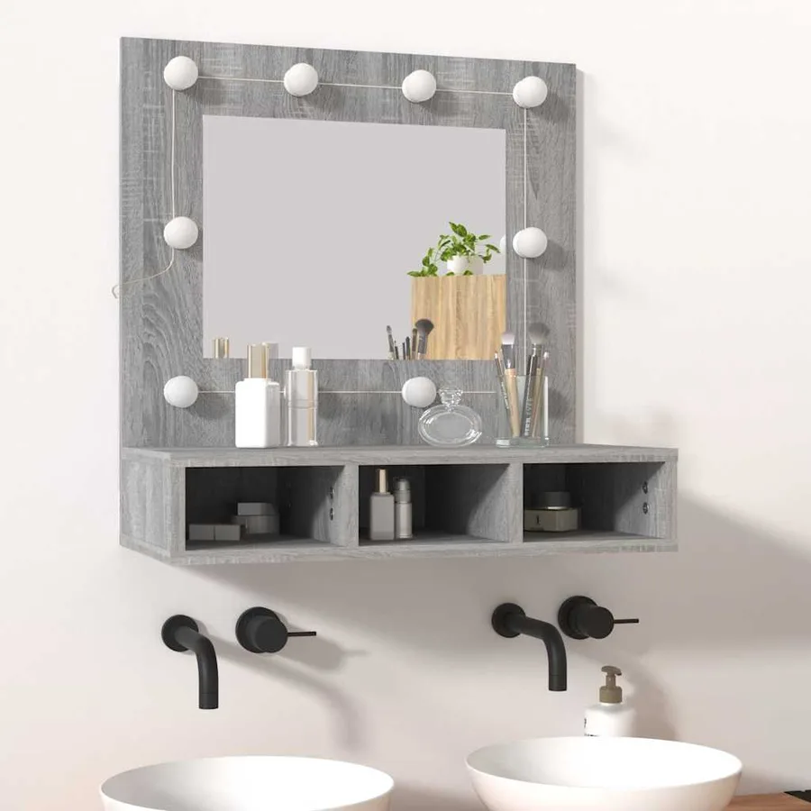 Armoire à miroir avec LED Sonoma gris 60x31,5x62 cm - 13