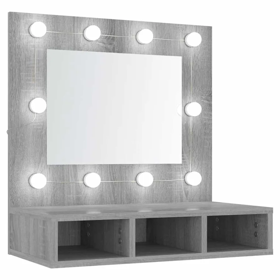 Armoire à miroir avec LED Sonoma gris 60x31,5x62 cm - 2