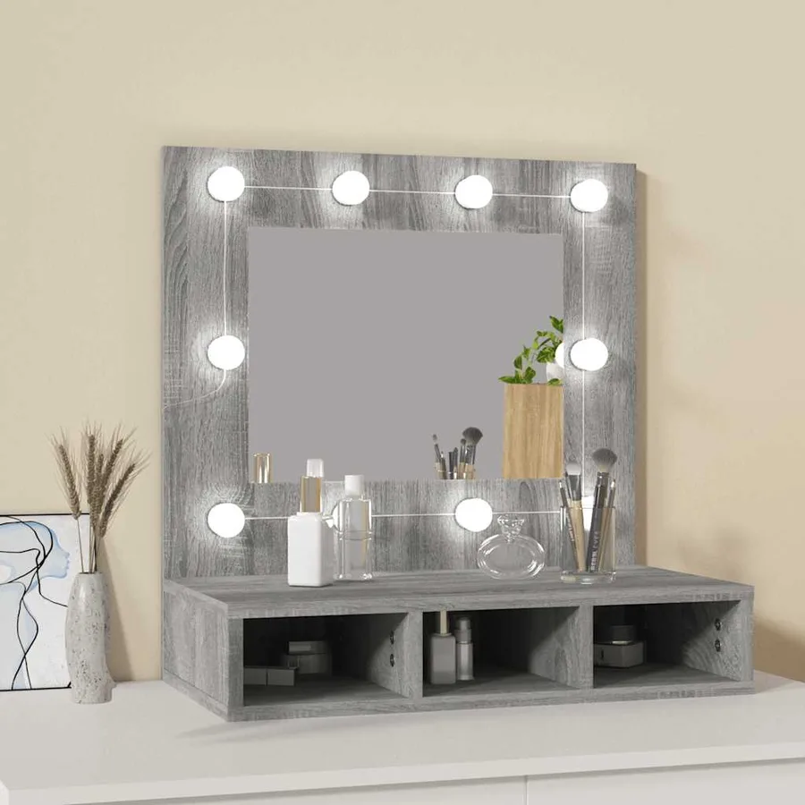 Armoire à miroir avec LED Sonoma gris 60x31,5x62 cm - 3