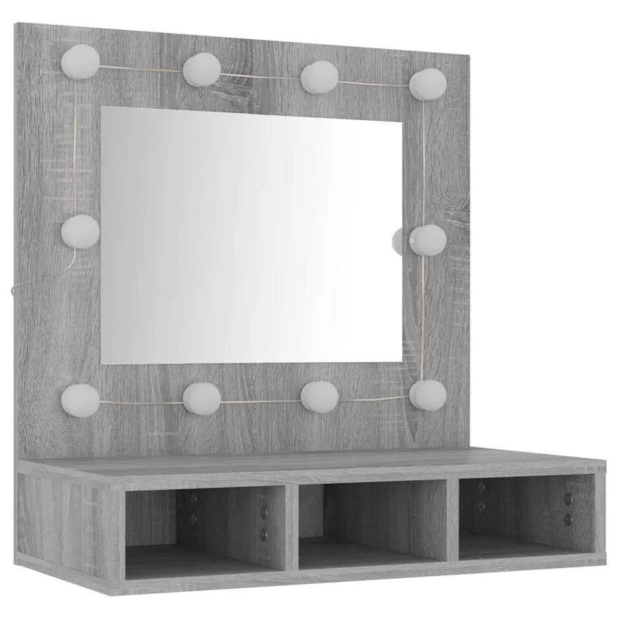 Armoire à miroir avec LED Sonoma gris 60x31,5x62 cm - 4