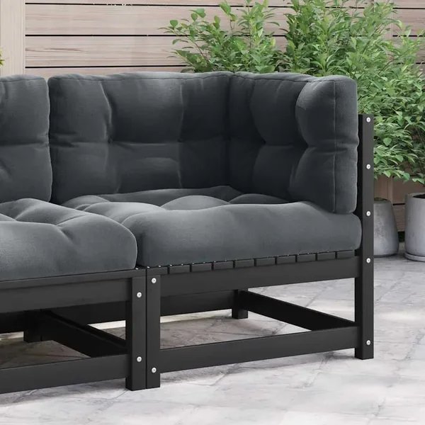 Canapé d'angle de jardin coussins anthracite Bois de pin massif