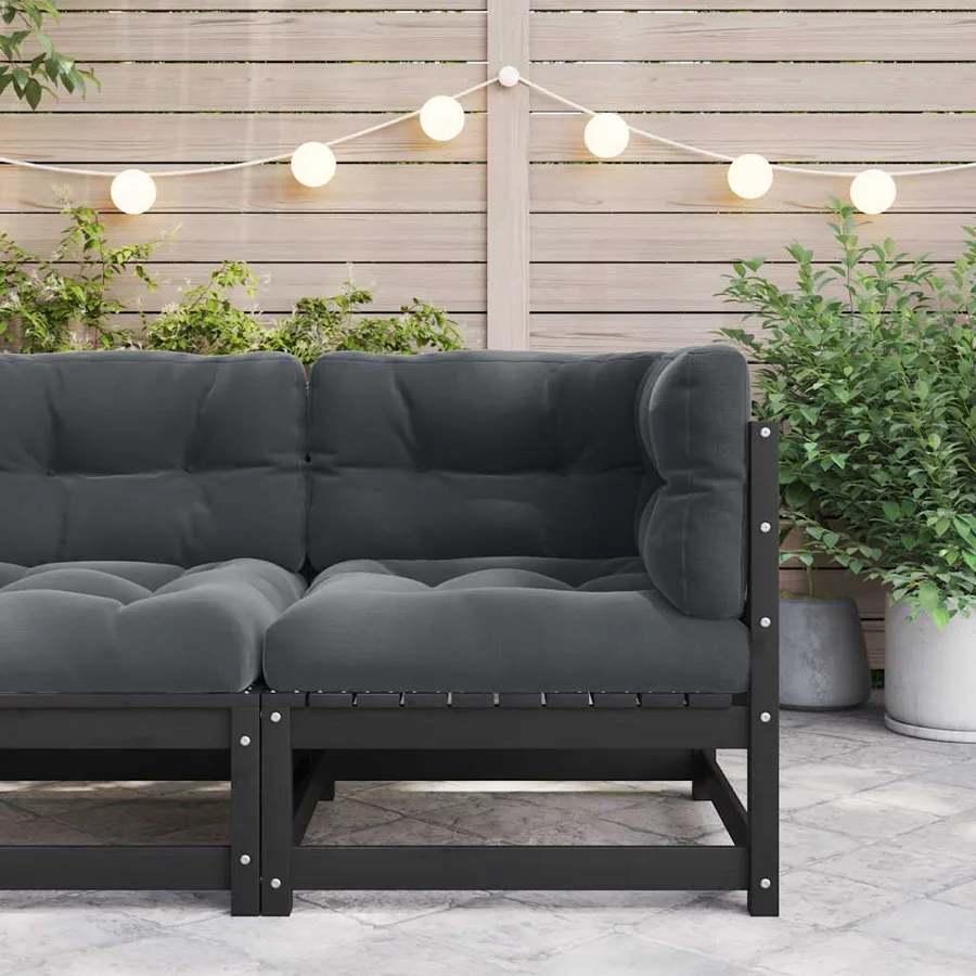 Canapé d'angle de jardin coussins anthracite Bois de pin massif - 3