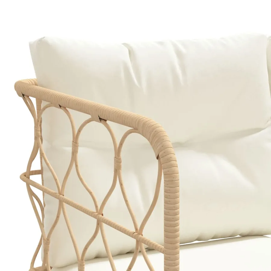 Canapé de jardin avec coussins forme de L noir acier textilène - 7